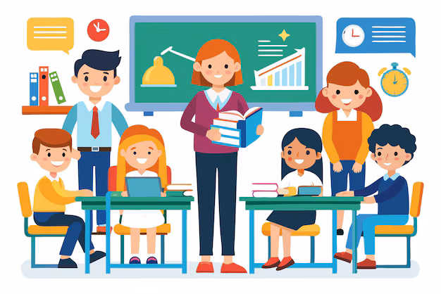 back school classroom students teacher looking blackboard 917213 250019